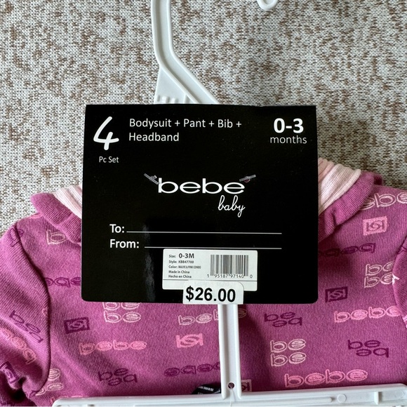 5/$25 Bebe Baby Girl 4-Piece Outfit Set - Picture 3 of 3